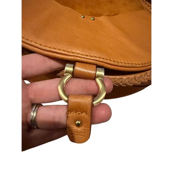 SANCIA THE BABYLON COGNAC BAR SUEDE LEATHER SADDLE BAG - Picture 5 of 11